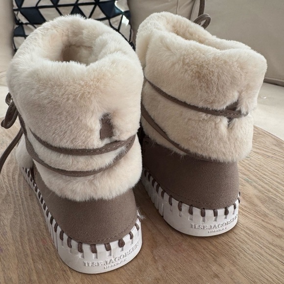 ILSE JACOBSEN Gray & Ivory Soft Shearling Foldover Tulip Boot Eur 38 US 7.5 - Picture 4 of 10